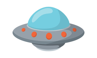 UFO illustration. Unidentified flying object on white background