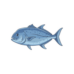 Obraz premium Trevally jack fish illustration. Side view of a large, strong saltwater fish. Marine animal vector art, isolated