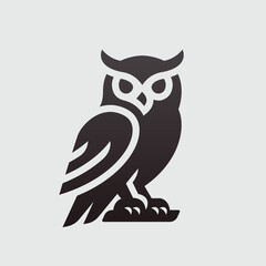 Owl Logo Template - Minimalist Modern Icon of Wisdom and Knowledge
