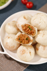 Shengzhou Xiaolongbao Chinese Steamed Soup Dumplings with Fresh Meat Filling Traditional Asian Cuisine