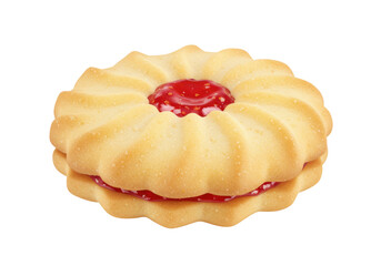 Isolated biscuit sandwich with raspberry jam, sweet dessert, confectionery, delicious food