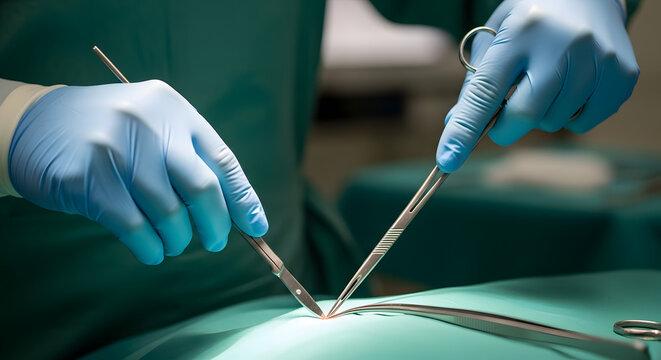surgeon performing incision during medical operation
