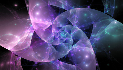 Fractal Bloom of Light – Abstract Energy and Digital Flower Illustration in Violet and Blue