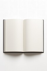 Naklejka premium Open Hardcover Book with Blank Pages on White Background Flat Lay
