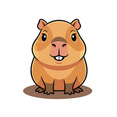 Obraz premium Cute capybara cartoon character illustration isolated on white background