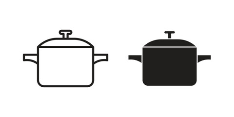 Obraz premium Stew pot icon vector with glyph style. Stroke liner icons