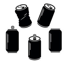 A versatile vector set of stylized tin cans , cleanly isolated on a white background. This minimalist collection is perfect for branding mockups, supermarket ads, or product packaging designs