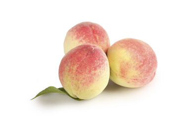 Fresh Ripe Peaches Freshly Picked - Sweet Juicy Stone Fruit on White Background