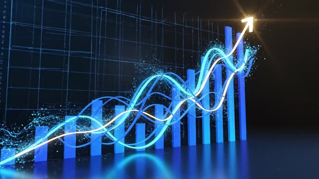 Gr&aacute;fico abstracto azul de crecimiento empresarial y &eacute;xito