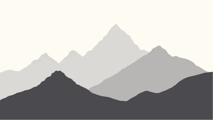 Mountain landscape with clear sky. Illustration of a mountain range. 