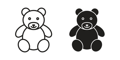 Teddy bear icon vector with glyph style. Stroke liner icons