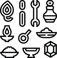 Organic Icon Set – Abstract Leaf and Seed Symbols