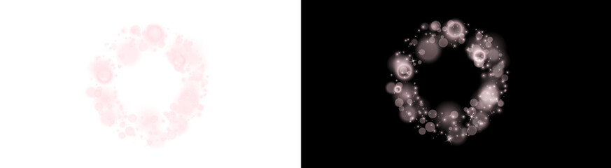 Pink smoke ring bubble circle black background abstract design element artistic effect illustration graphic art on transparent background