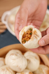 Traditional Xiao Long Bao Chinese Soup Dumplings with Fresh Meat Filling Shengzhou Cuisine