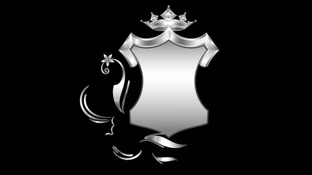 silver shining frame shield design motion graphic collection with alpha channel