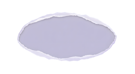 Torn paper hole on transparent background with soft torn edge white paper
