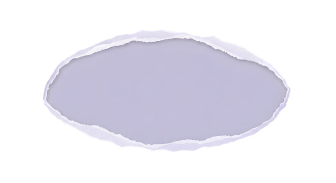 Torn paper hole on transparent background with soft torn edge white paper