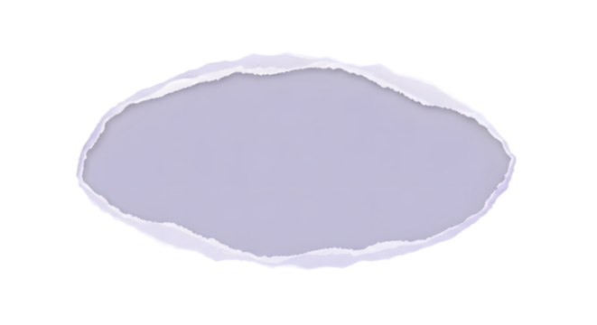 Torn paper hole on transparent background with soft torn edge white paper
