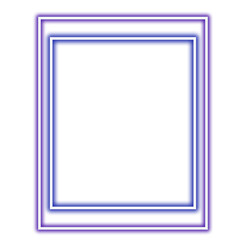 Purple and blue neon rectangular frame isolated on transparent background