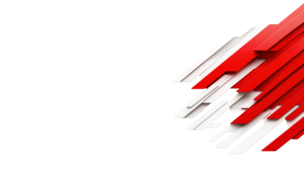 Geometric Red and White Striped Ornament on Transparent Background