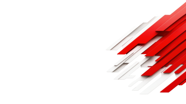 Geometric Red and White Striped Ornament on Transparent Background