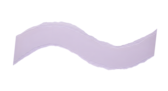 Torn paper strip with rough edges, ripped wavy pastel light purple blank element
