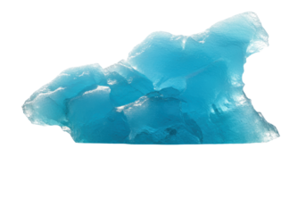 Isolated chunk of brilliant blue ice, refreshing and cool, with an interesting texture