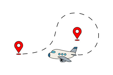 Plane is returning to its departure point. Flight cancellation, landing ban. Infographics for travel, business flights, and weather conditions.