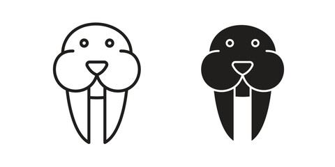 Walrus icon vector with glyph style. Stroke liner icons