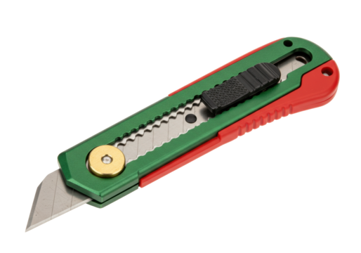 Isolated Utility Knife, Retractable Blade Box Cutter for Packaging, Shipping Supplies Close Up - Powered by Adobe