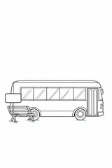Simple Line Art Illustration of a Bus Stop with Bench and Sign