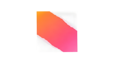 Abstract ripped paper square shape on transparent background with colorful gradient