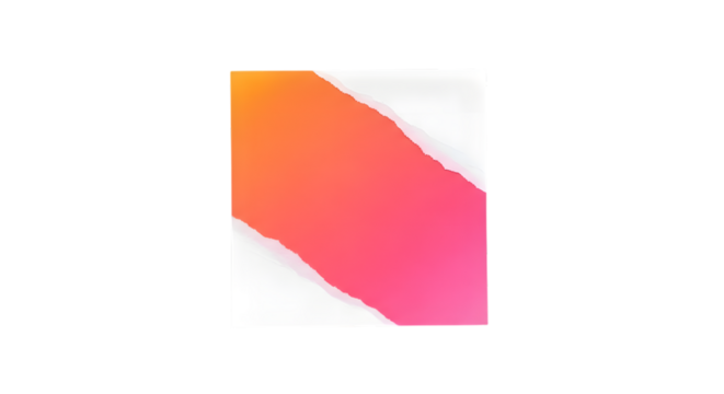 Abstract ripped paper square shape on transparent background with colorful gradient