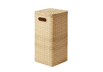 Isolated wicker laundry basket with lid and handles, a practical and stylish storage option