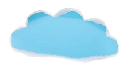 Blue cloud shape ripped paper background, sky color textured sheet with copy space