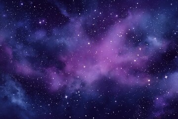 Fototapeta premium Vibrant Purple and Blue Cosmic Clouds Fill the Night Sky With Bright Stars Shining in the Vast Universe
