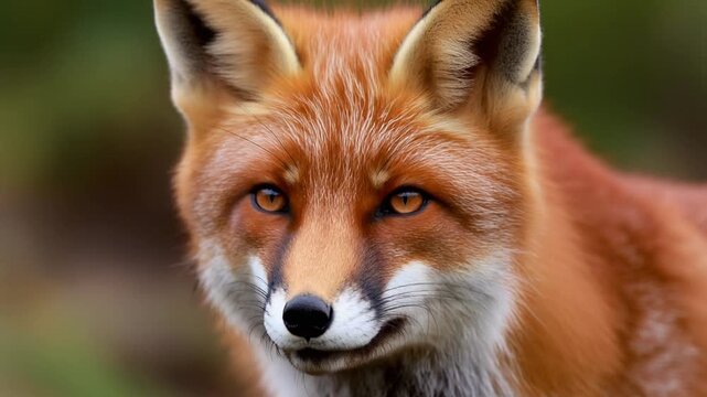 Close-up of a Wild Red Fox Blinking Slowly