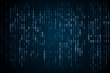 Digital Binary Code Streams Flow in a Futuristic Blue Environment Simulating a Tech Atmosphere