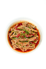 Spicy Crispy Deep-Fried Tofu with Red Peppers and Green Onions in Savory Sauce