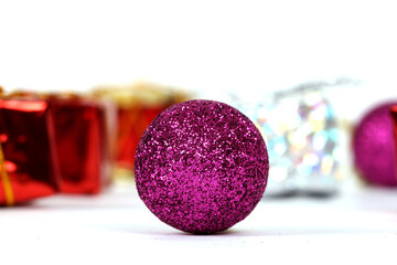 Colorful Christmas balls on a white background