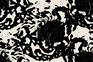 Dynamic Abstract Black Ink Splash Pattern on Beige Background. The high-contrast design combines artistic chaos and modern minimalism, perfect for fabric prints, wallpapers, and digital backdrops.
