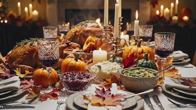 Thanksgiving dinner table setting ideas for a festive fall holiday celebration feast