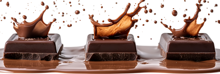 Dark brown desserts displayed on a light surface