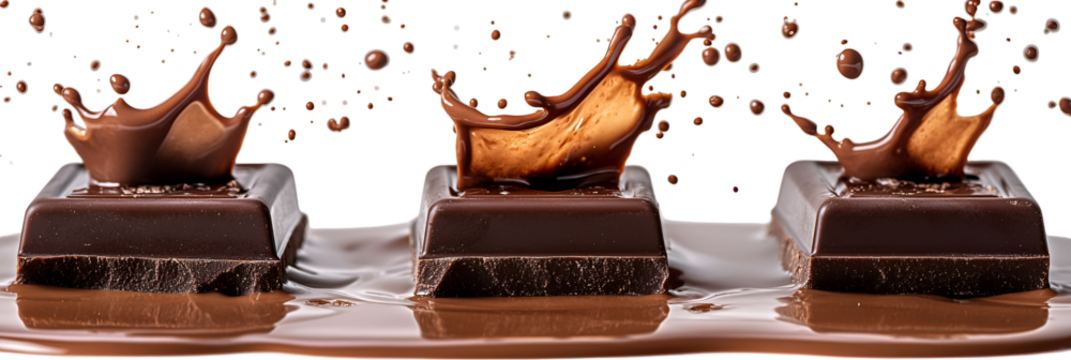 Dark brown desserts displayed on a light surface