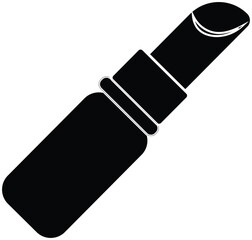 Solid black lipstick icon for cosmetic branding, beauty product illustration, makeup design and lip color symbol transparent background.