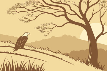 Lighthouse on Rocky Shore Vector Illustration - Monochrome Graphic