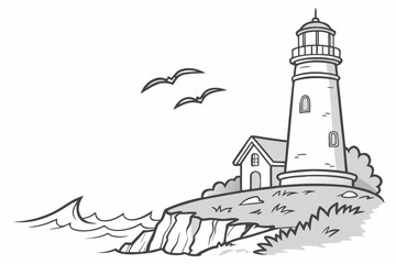 Stoat or Ferret Watching Vector Illustration - Monochrome Graphic