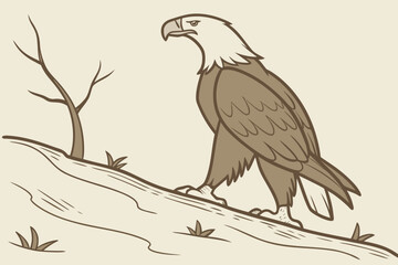 Bird, Hammer, and Nails Vector Illustration - Monochrome Graphic