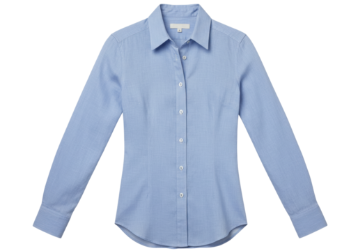 Isolated blue shirt with long sleeves, formal style button-down, office attire apparel
