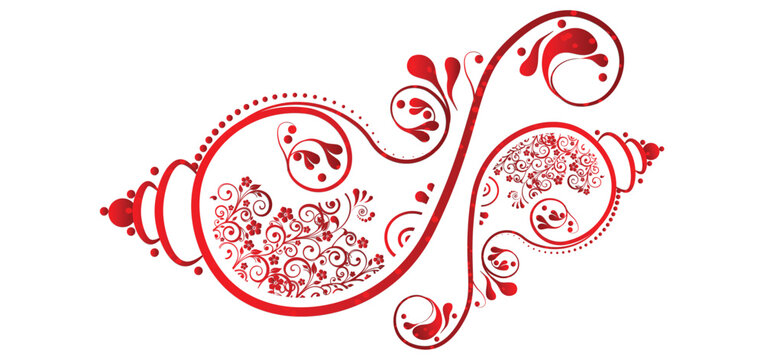 Traditional Bengali Wedding Alpana with Conch Shell Motif | Indian Ritual Decorative Vector Art